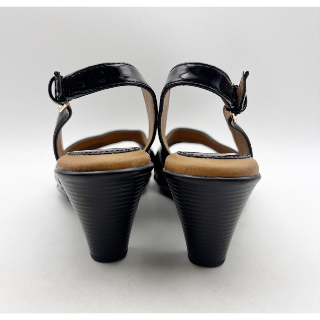 Comfortiva Women's Softspots Neima Heeled Sandals Size 7 WIDE Black Leather NWOB