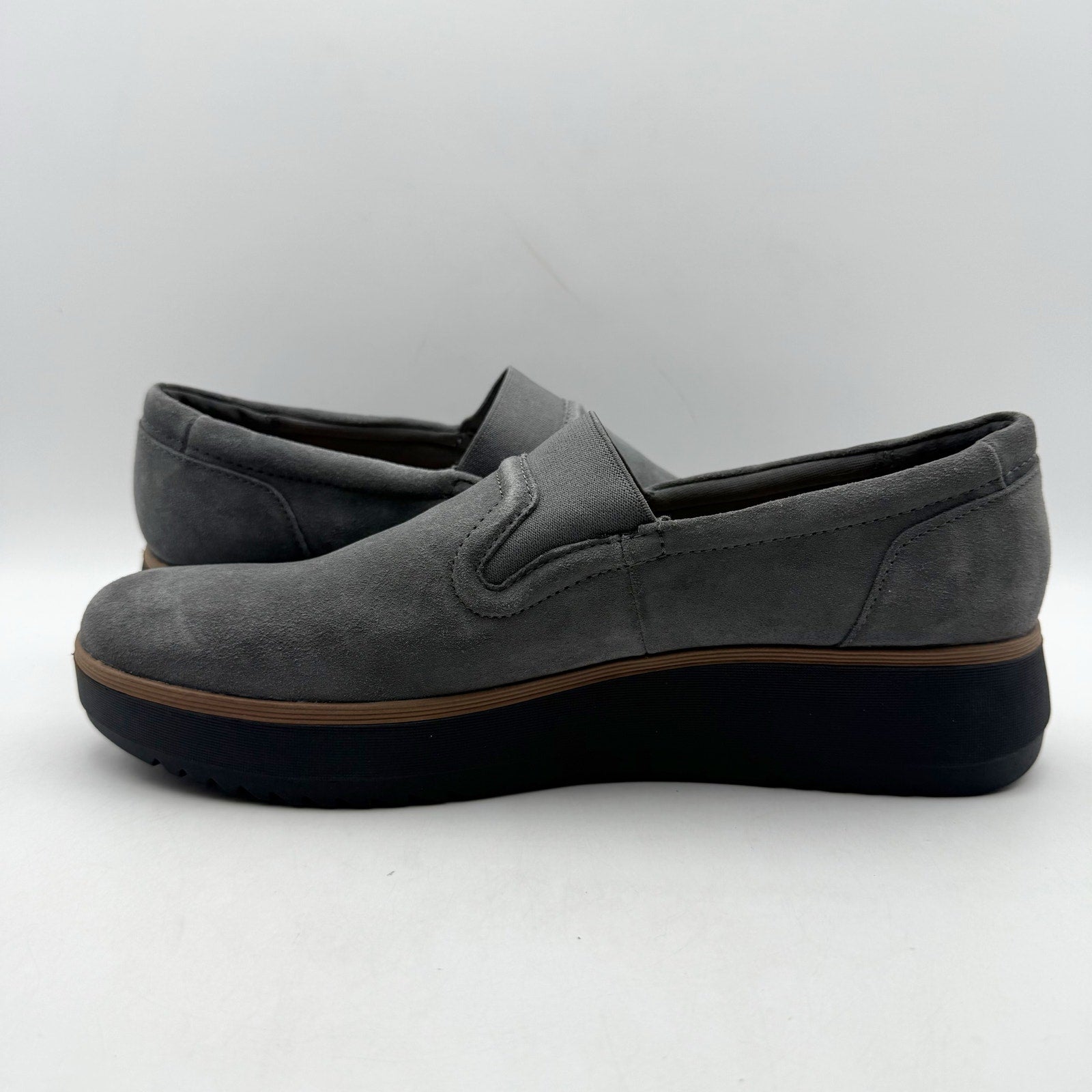 Clarks Womens Zylah Sky Platform Loafers US 11 M EU 42.5 Grey Suede NWOB