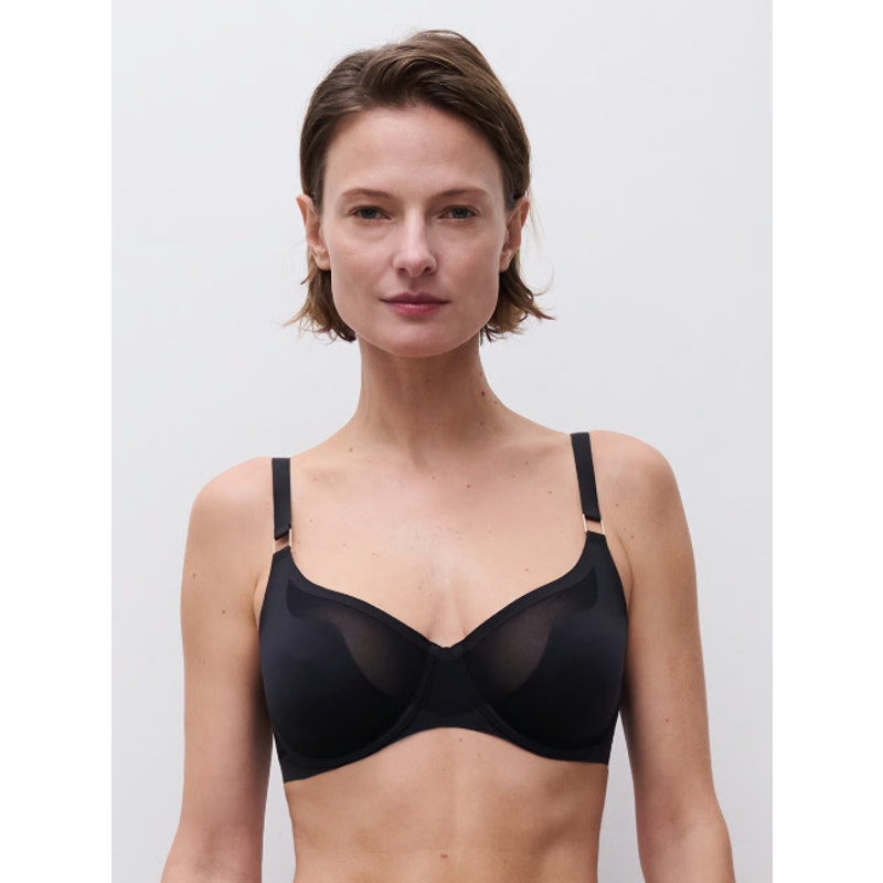 CHANTELLE Women's Pure Light Underwire Unlined Bra Size 32DDD Black Seamless NWT