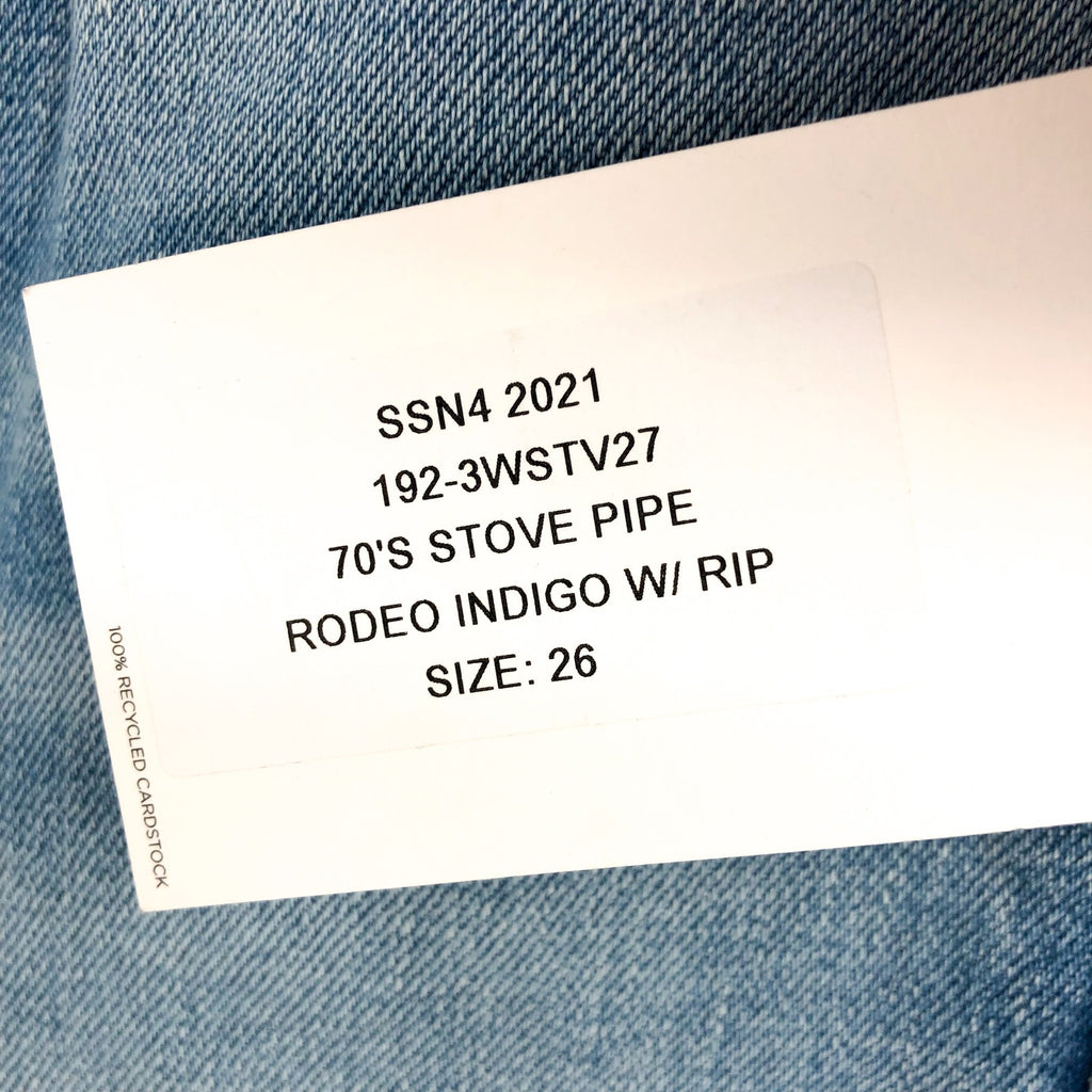 RE/DONE Womens Originals 70s Stovepipe Jeans 26x27 US 4 Rodeo Indigo Blue NWT