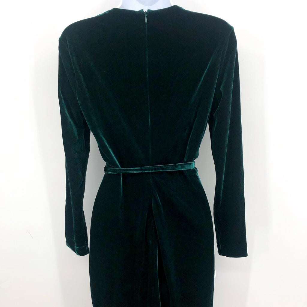 BARDOT Women's Morgan Velvet Wrap Dress US 6 Forest Green Long Sleeve NWT