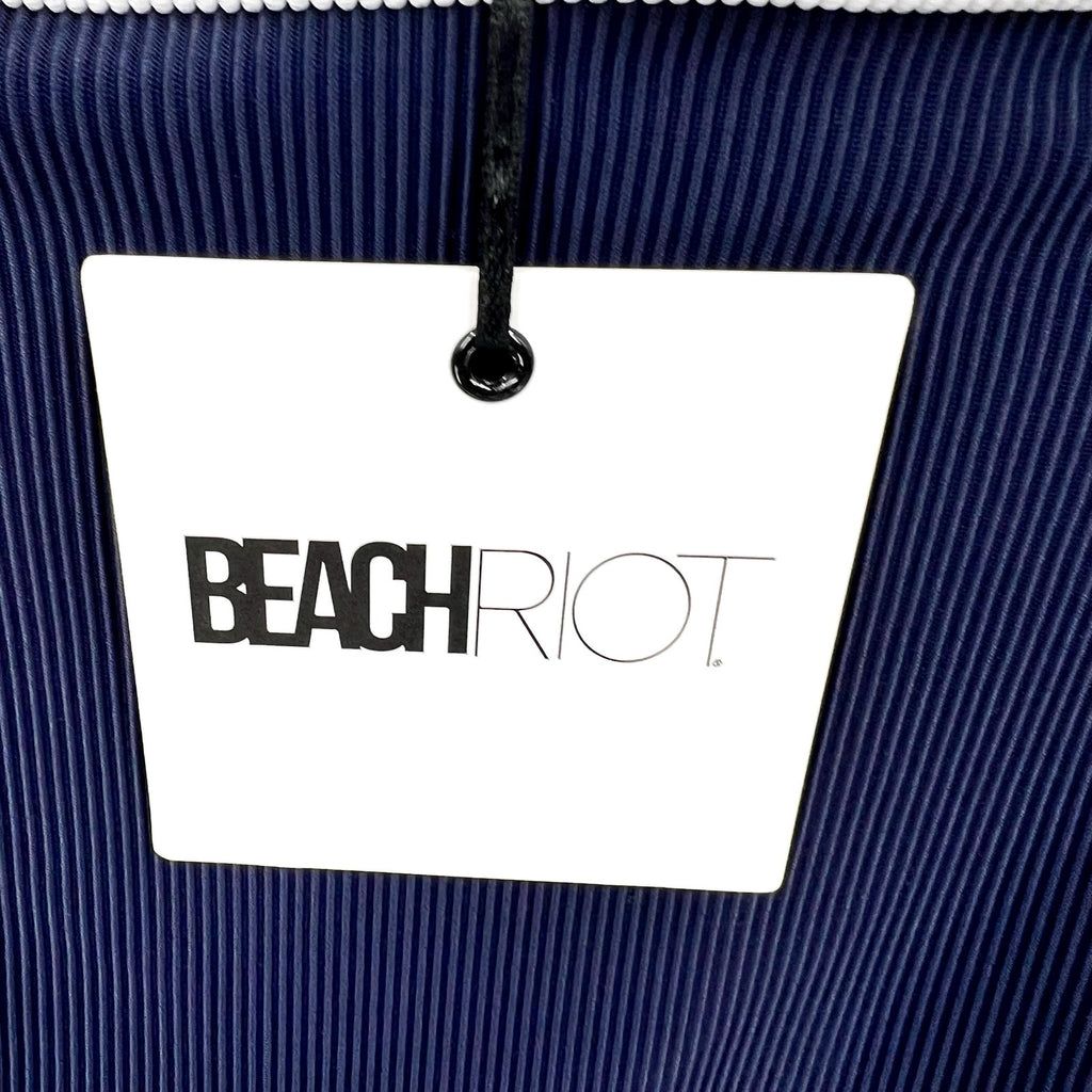 BEACH RIOT Heidi Bikini Bottom Medium Americana Colorblock Blue High Waist NWT