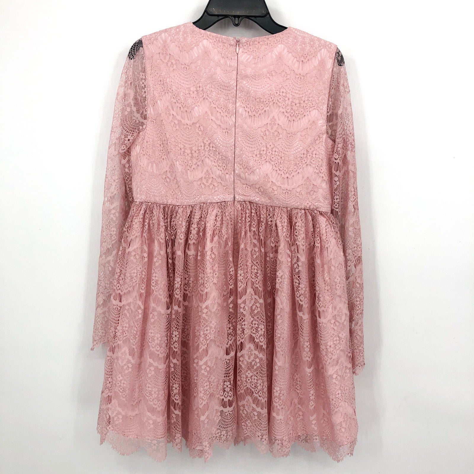 BARDOT JUNIOR Girl Gertrude Lace Dress Size 14 Pink Potpourri Long Sleeve NWT