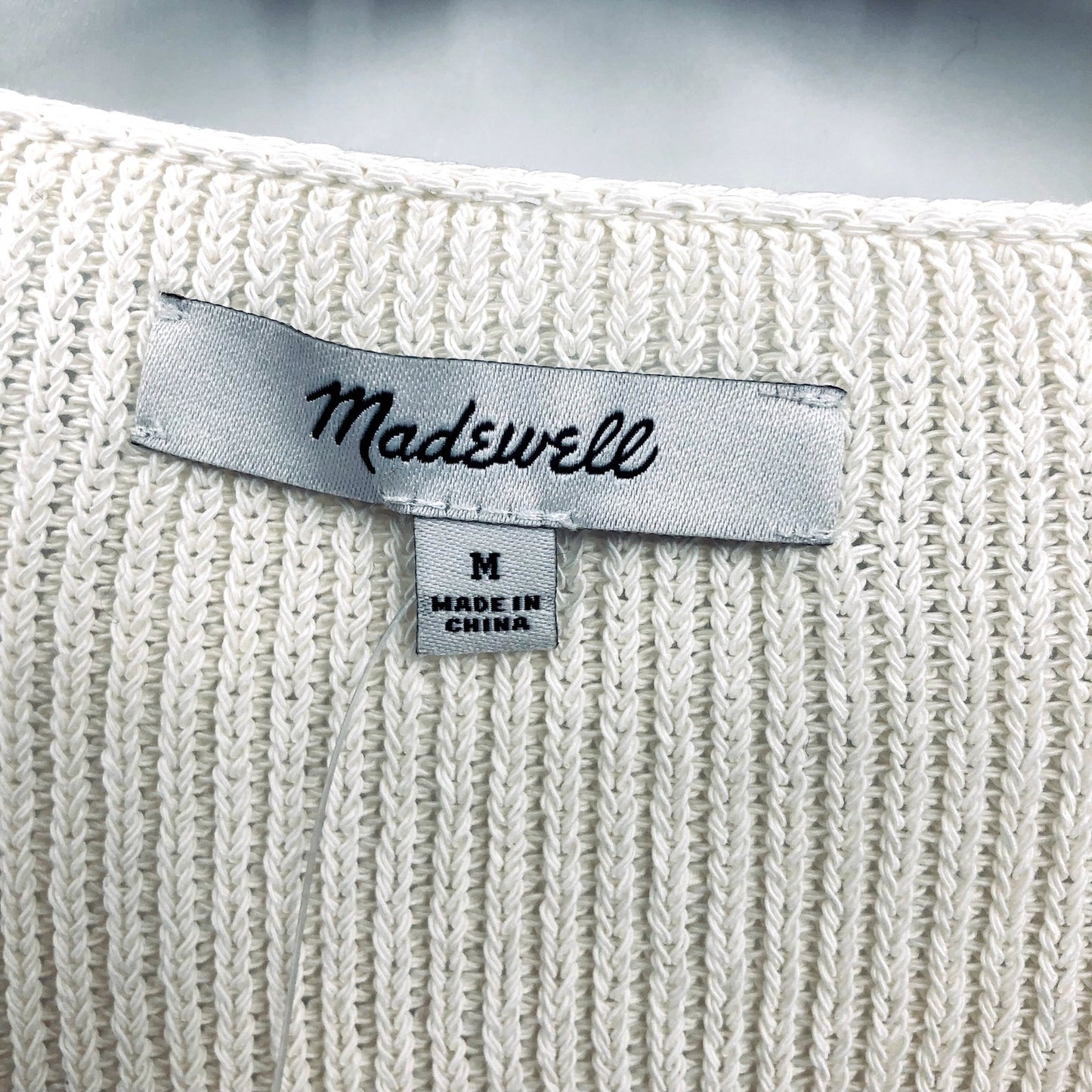 MADEWELL Womens Flared-Sleeve V-Neck Sweater Medium Antique Cream NO063 NWT