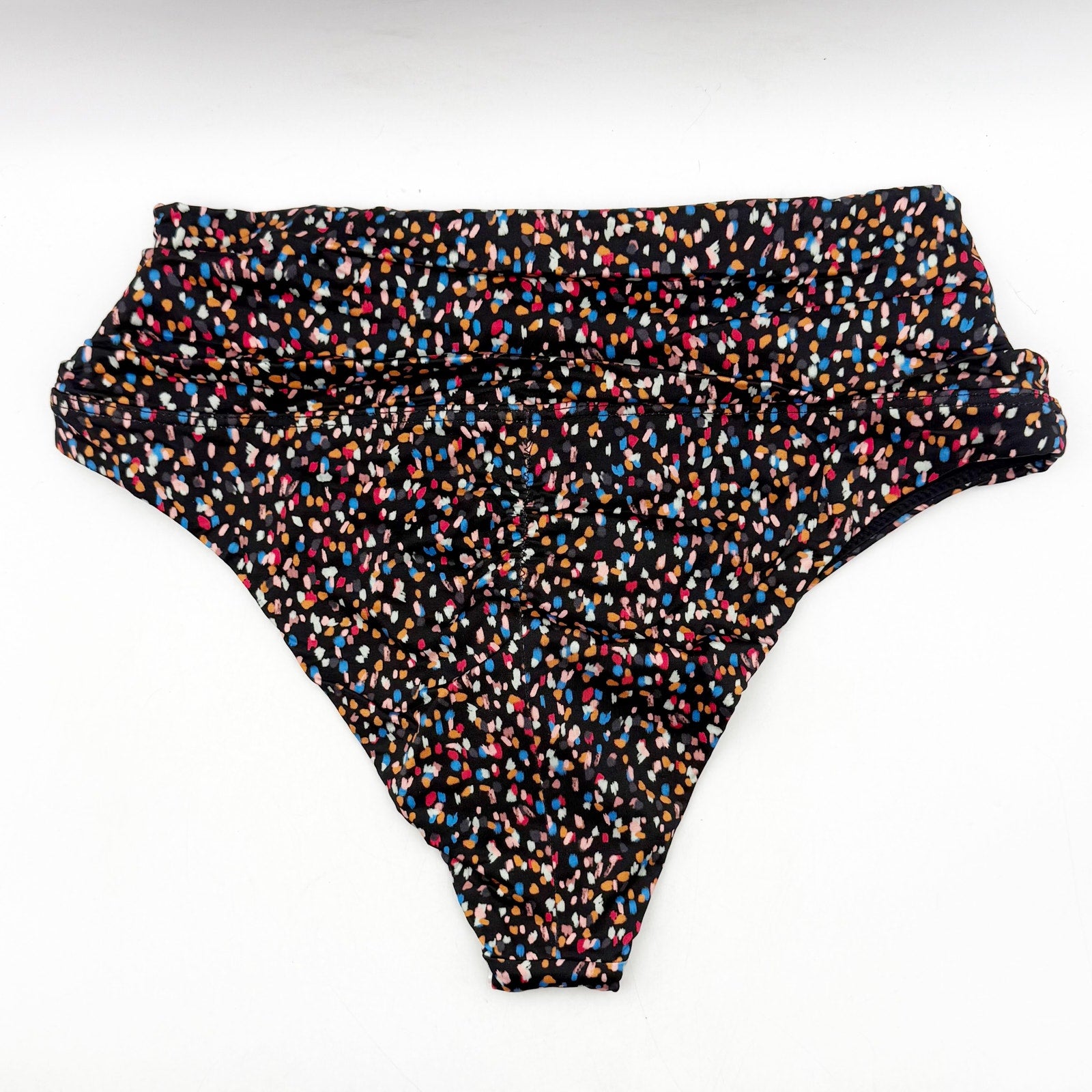 PRANA Women's Aurelia Bikini Bottom XS Black Alotta Dots High Waist NWT