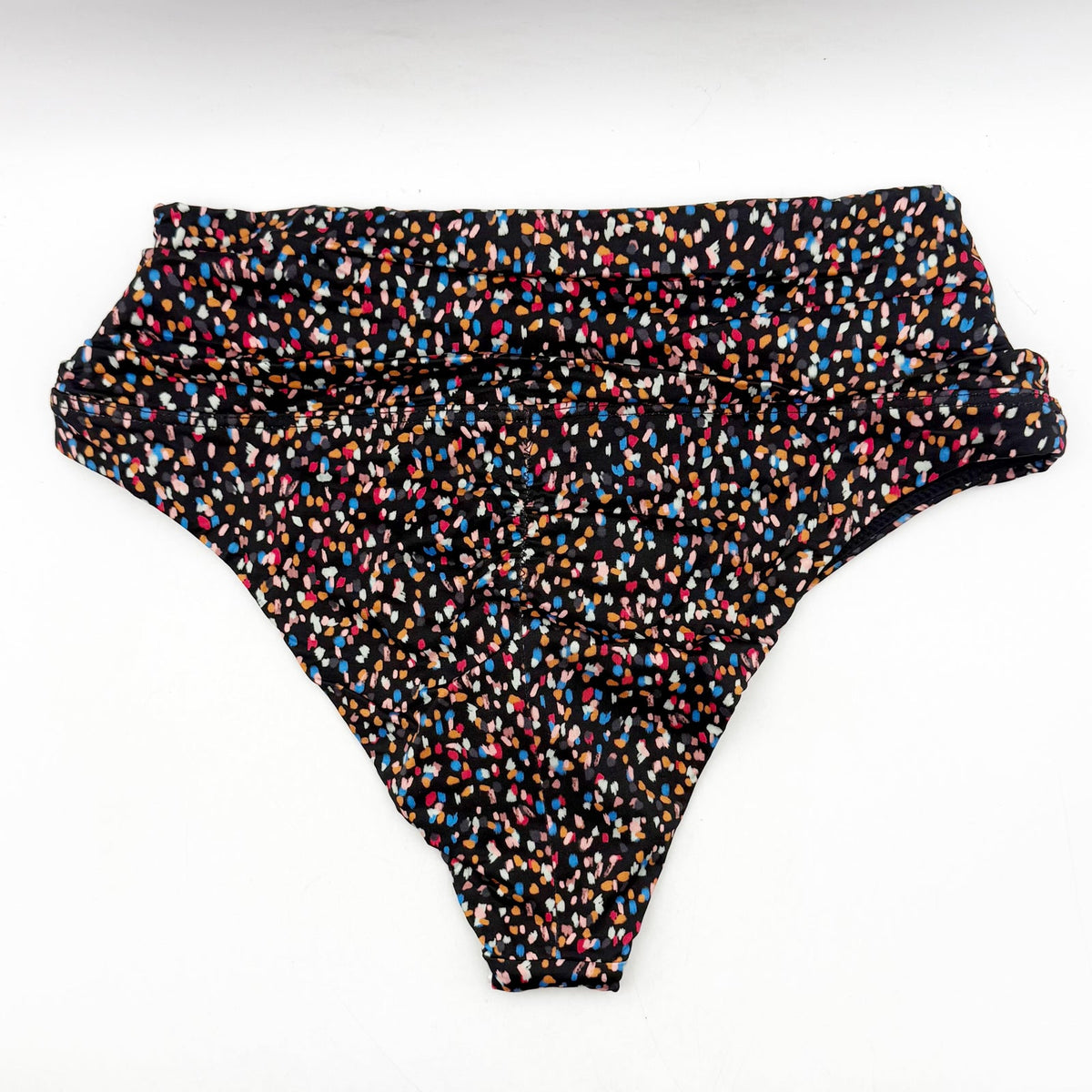 PRANA Women's Aurelia Bikini Bottom XS Black Alotta Dots High Waist NWT