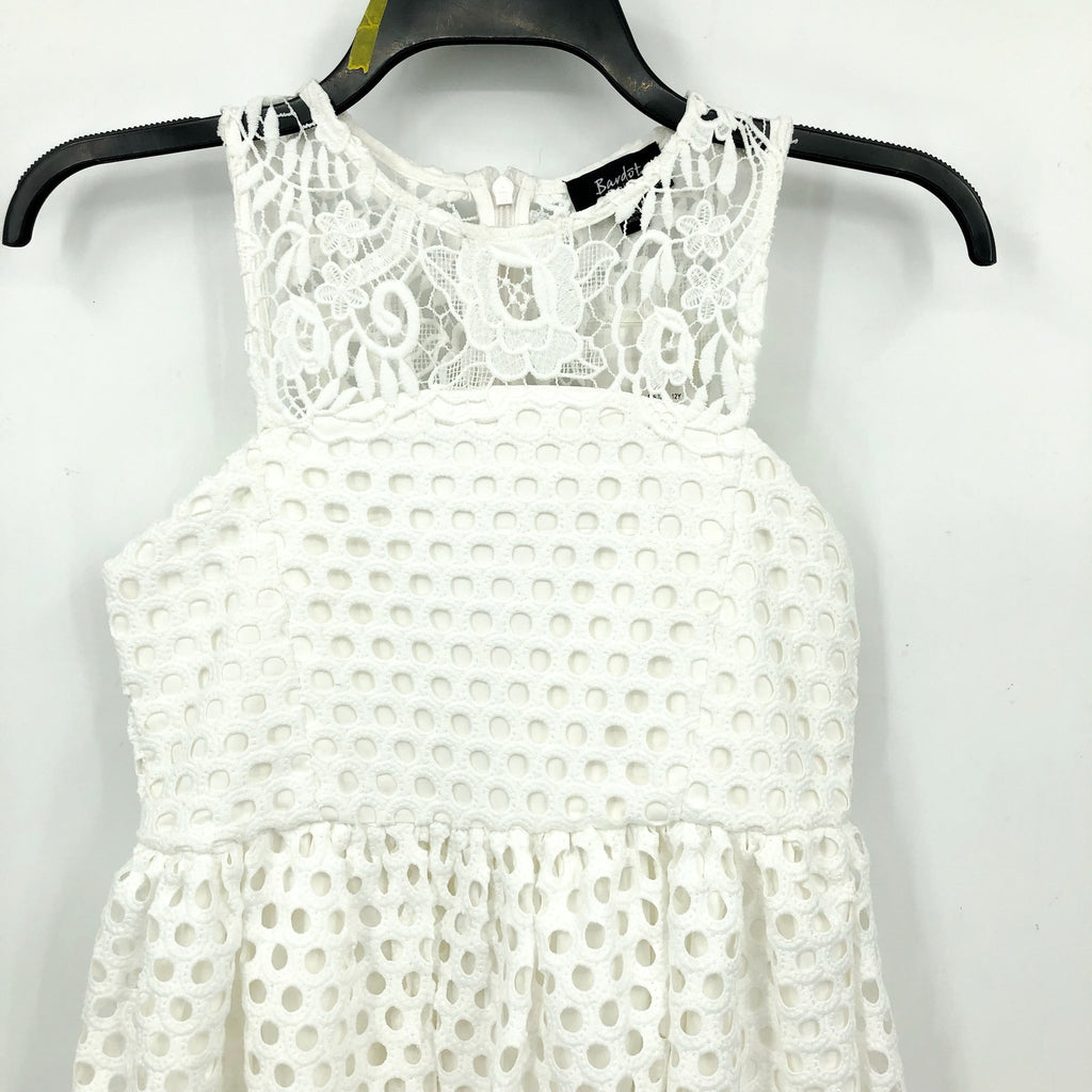 BARDOT JUNIOR Girl's Perry Lace Mini Dress Size 14 White Crochet Sleeveless NWT