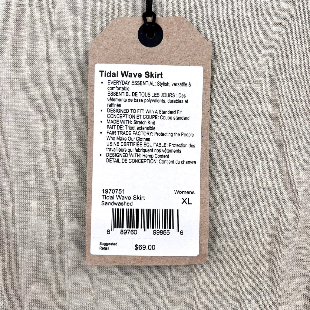PRANA Women's Tidal Wave Midi Skirt XL Sand Beige High Low Knit NWT