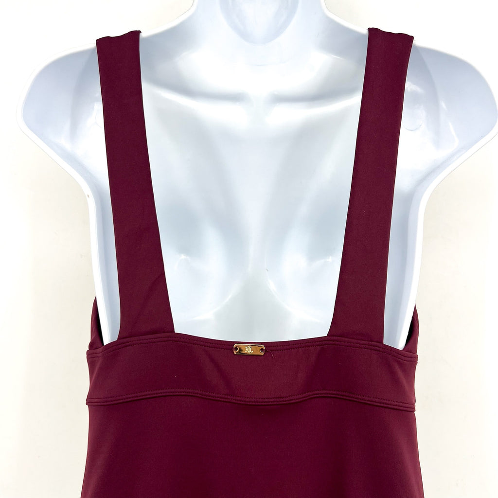 Lauren Ralph Lauren Sculpting V Neck One Piece Swimsuit Size 10 Claret Red NWT