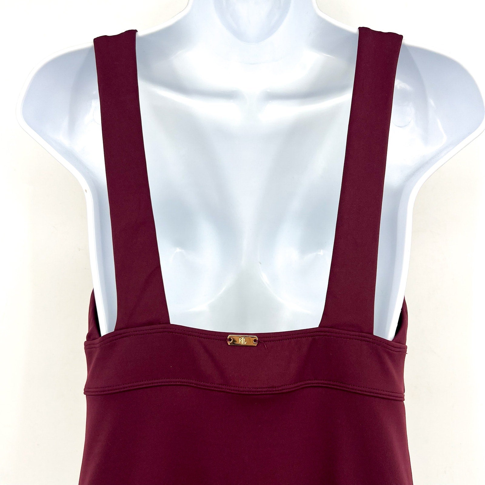 Lauren Ralph Lauren Sculpting V Neck One Piece Swimsuit Size 10 Claret Red NWT