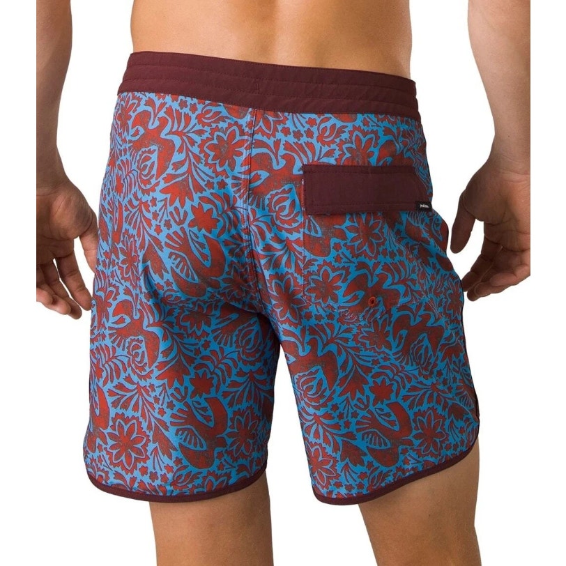 PRANA Men's Vintage Board Short Size 35 Blue Red Rust Flora Fauna 6" InseamN WT
