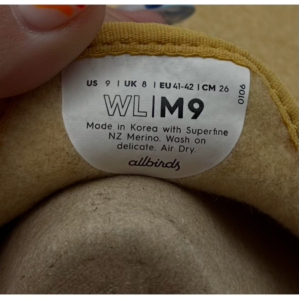 AllBirds Mens Wool Lounger Casual Sneakers Size 9 EU 41-42 Yellow Slip On NIB