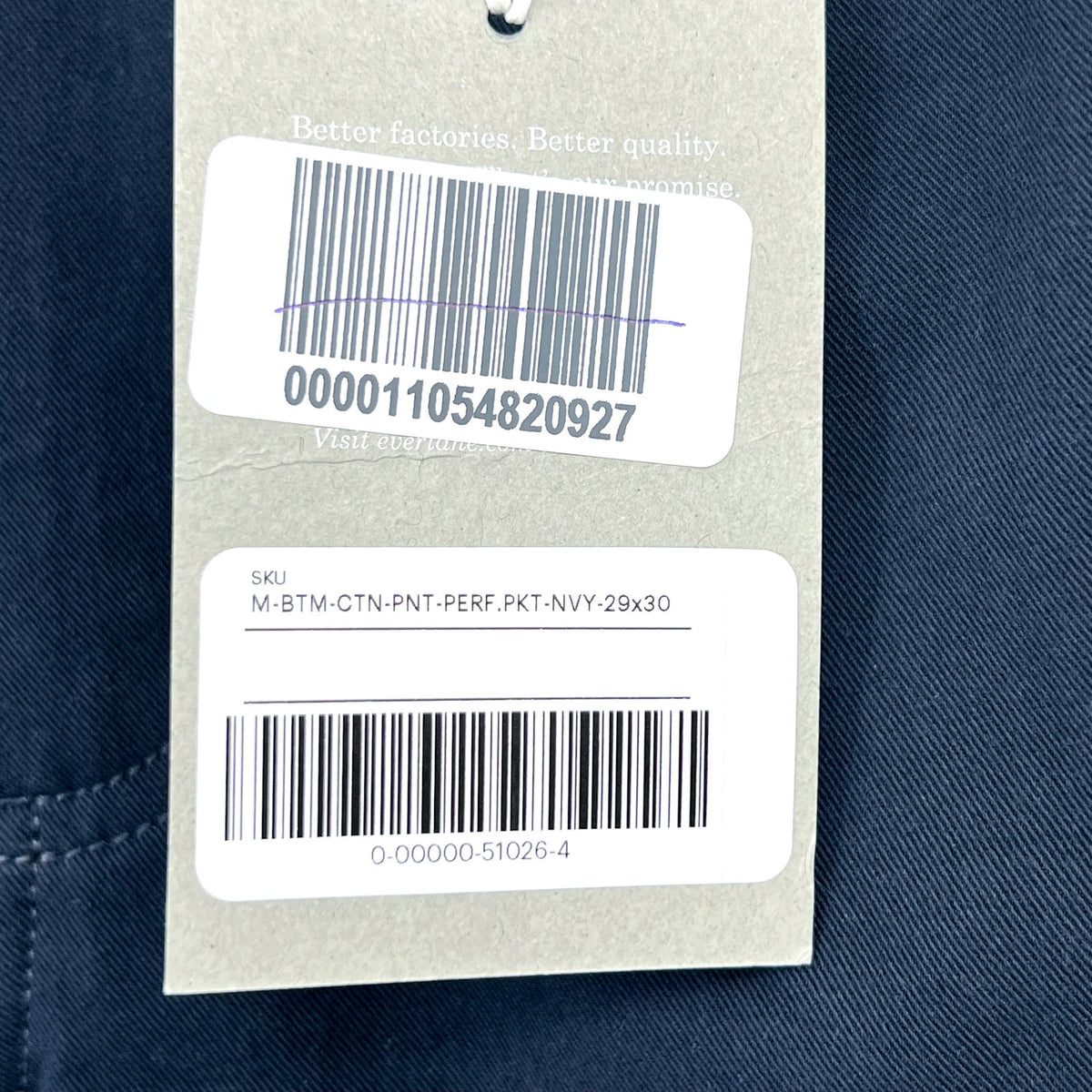 EVERLANE Mens The Performance 5-Pocket Pants 29x30 Navy Blue Stretch Chinos NWT