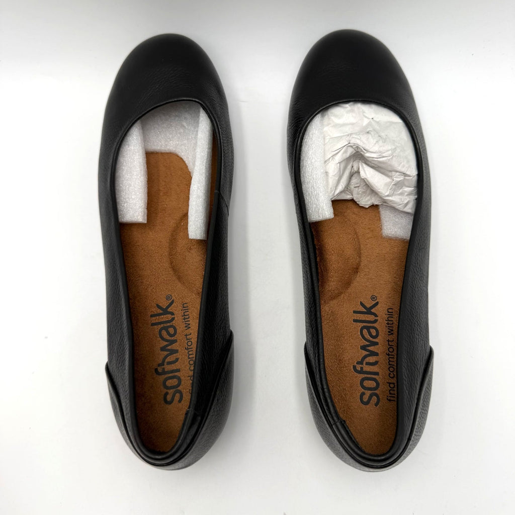 SoftWalk Womens Sonoma Ballet Flats Size 7 Wide Black Leather NWOB