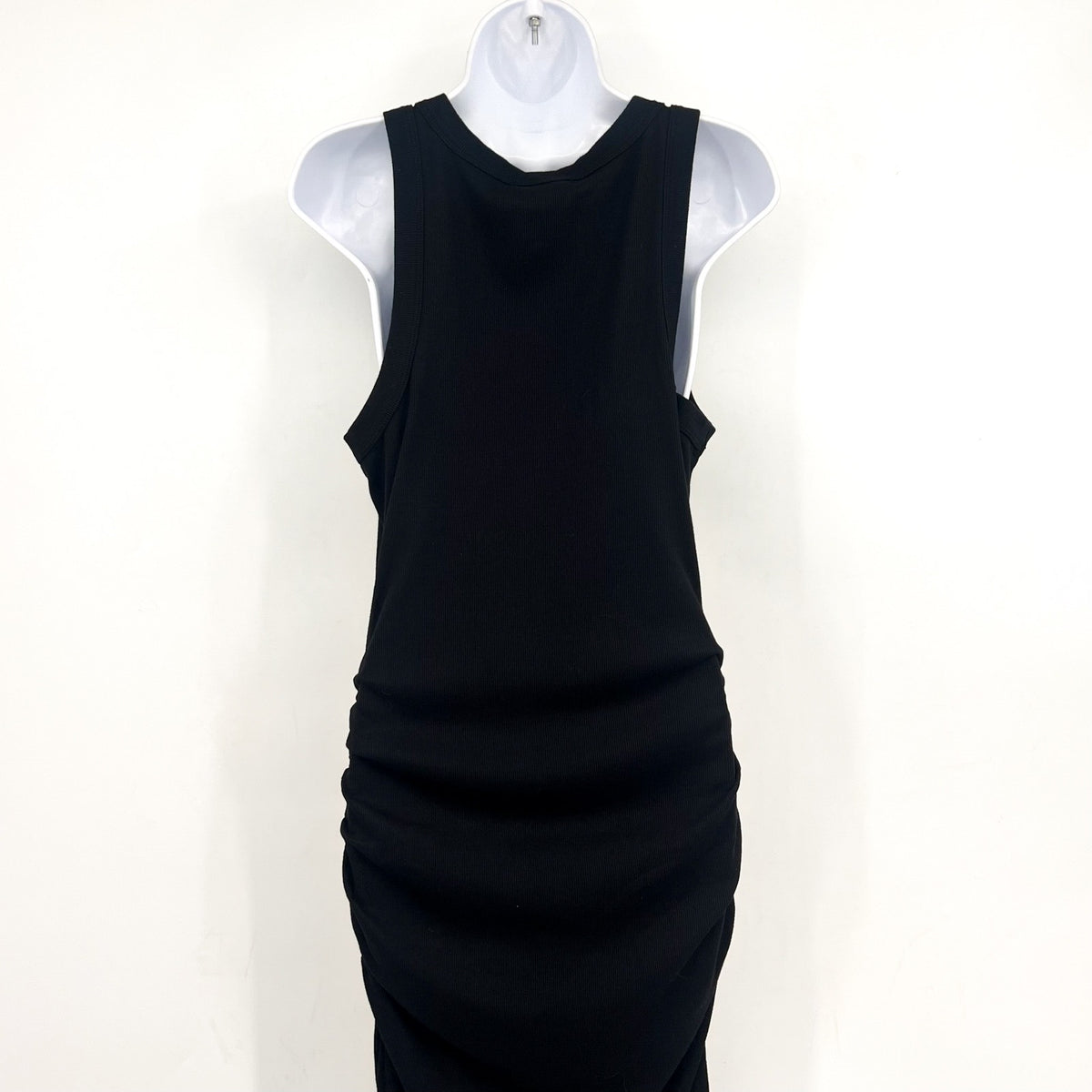 MICHAEL STARS Women's Wren Ribbed Midi Dress Large Black Stretch Sleeveless NWT