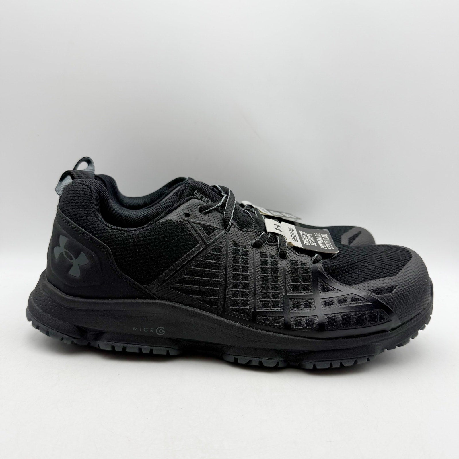 Under Armour Mens Micro G Strikefast Safety Toe Sneakers US 8 Black SR NWT