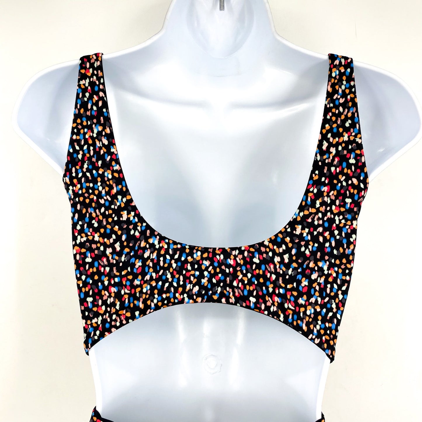PRANA Women's Ruby Beach One-Piece Swimsuit Large Black Multi Alotta Dots NWT