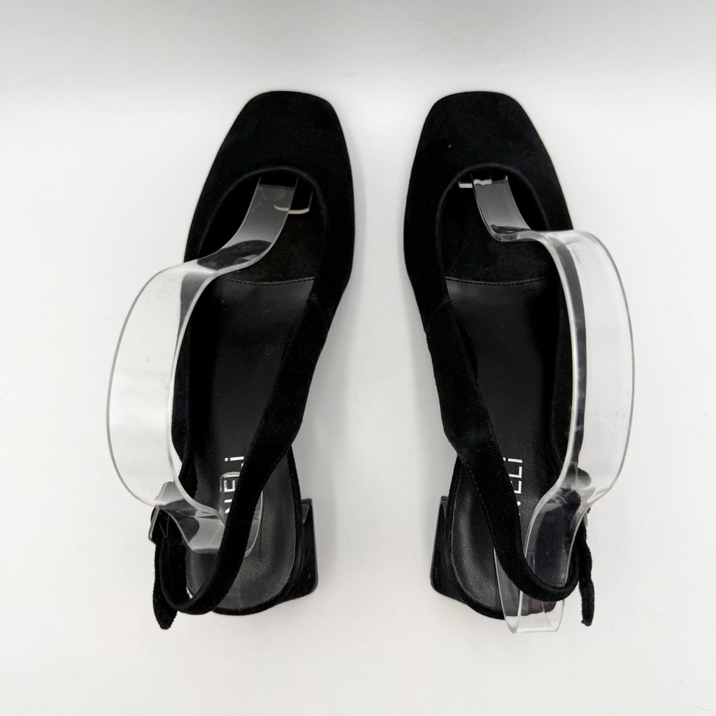 Vaneli Womens Darsy Slingback Heels Size 8 Wide Black Suede NIB