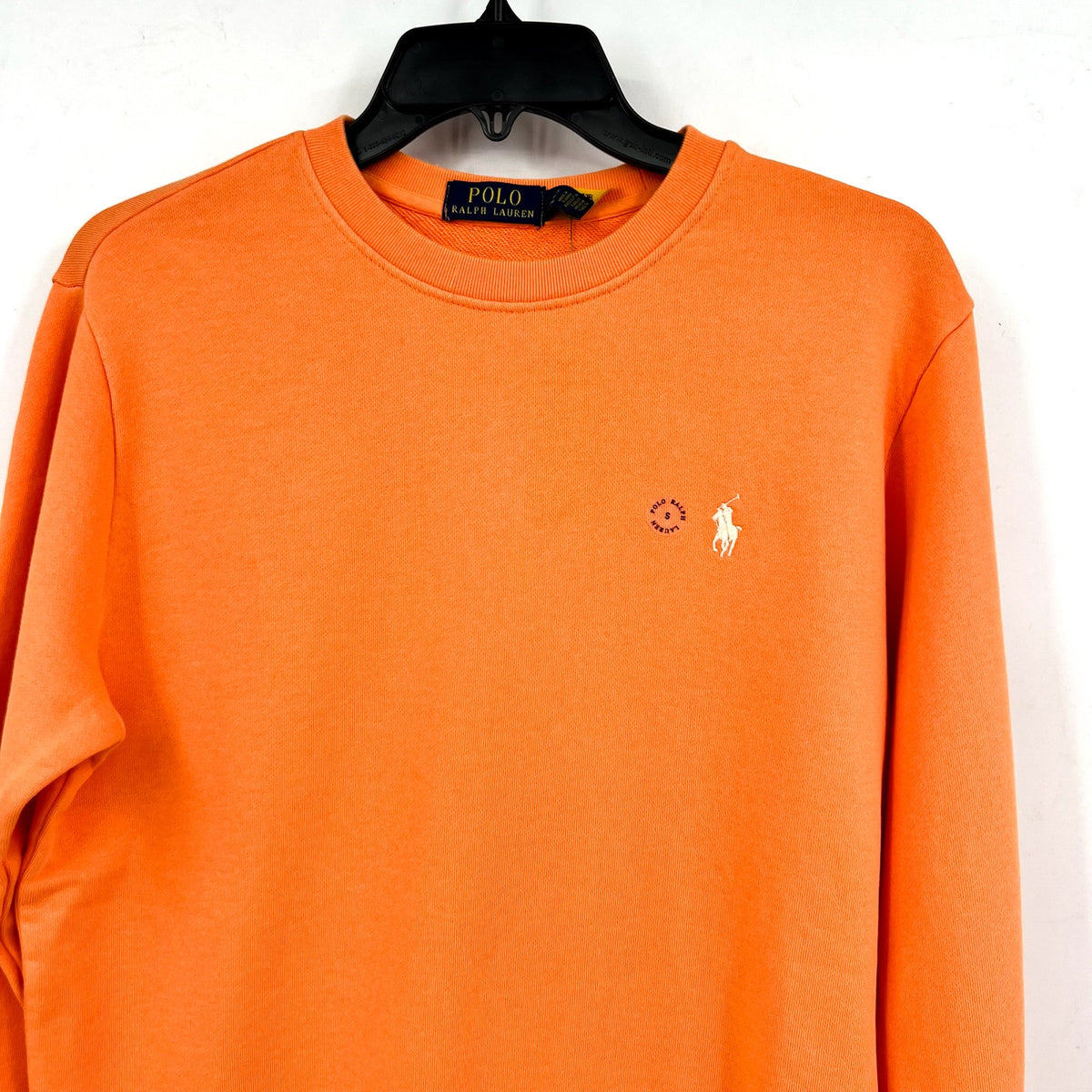 POLO RALPH LAUREN Men's Loopback Fleece Sweatshirt Small Orange Crewneck NWT