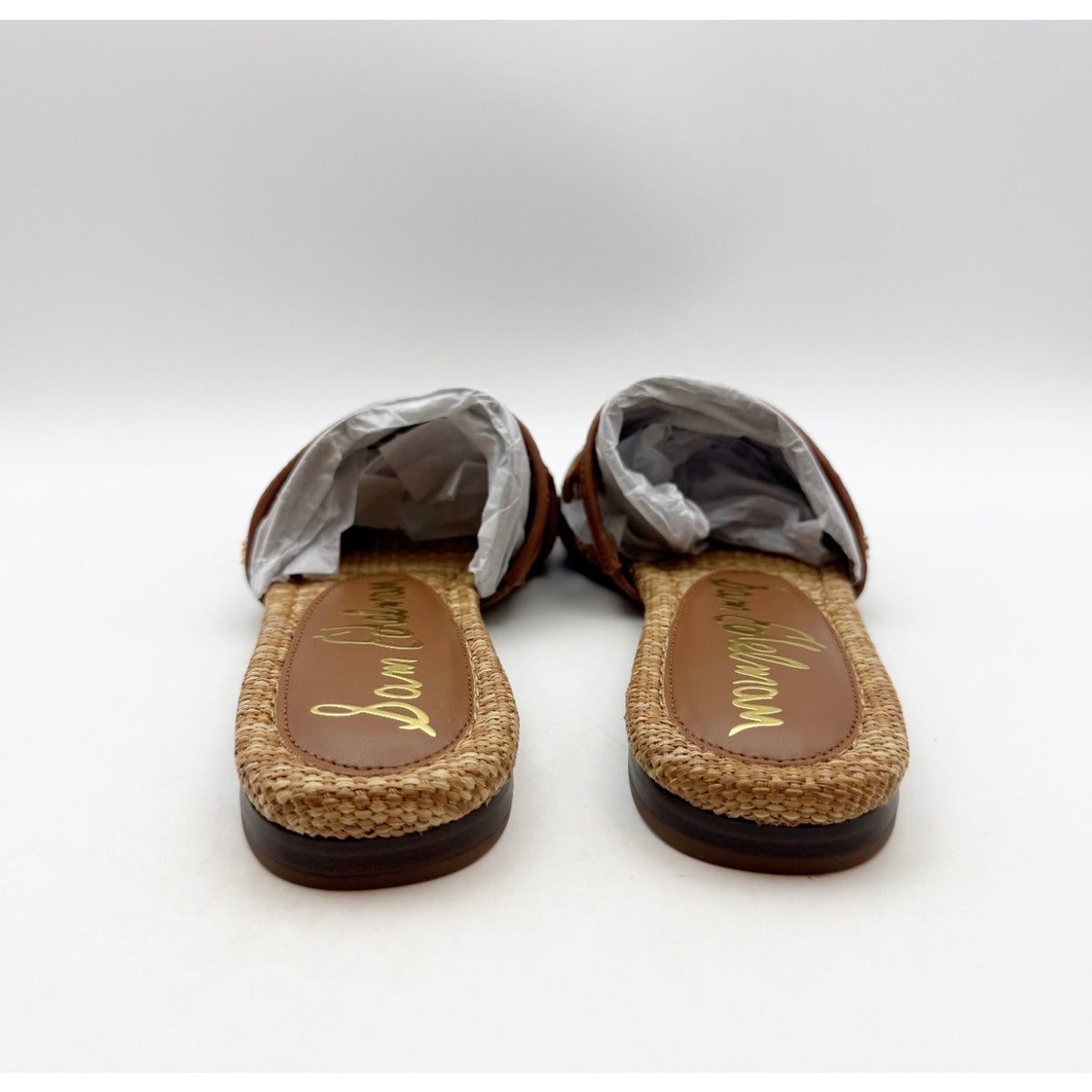 Sam Edelman Women's Bay Slide Sandals Size 7 EU 37 Tan Raffia Flats NIB