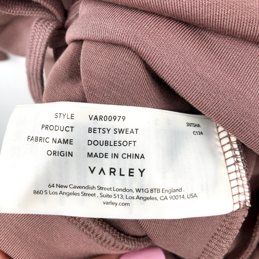 VARLEY Women's Betsy Sweat Shirt Medium Antler Taupe Long Sleeve Cowl Neck NWOT