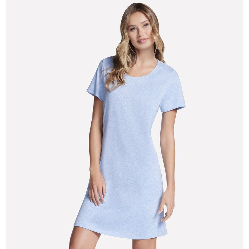 SKECHERS Women's GoDri Swift T-Shirt Dress Medium Blue Short Sleeve NWT