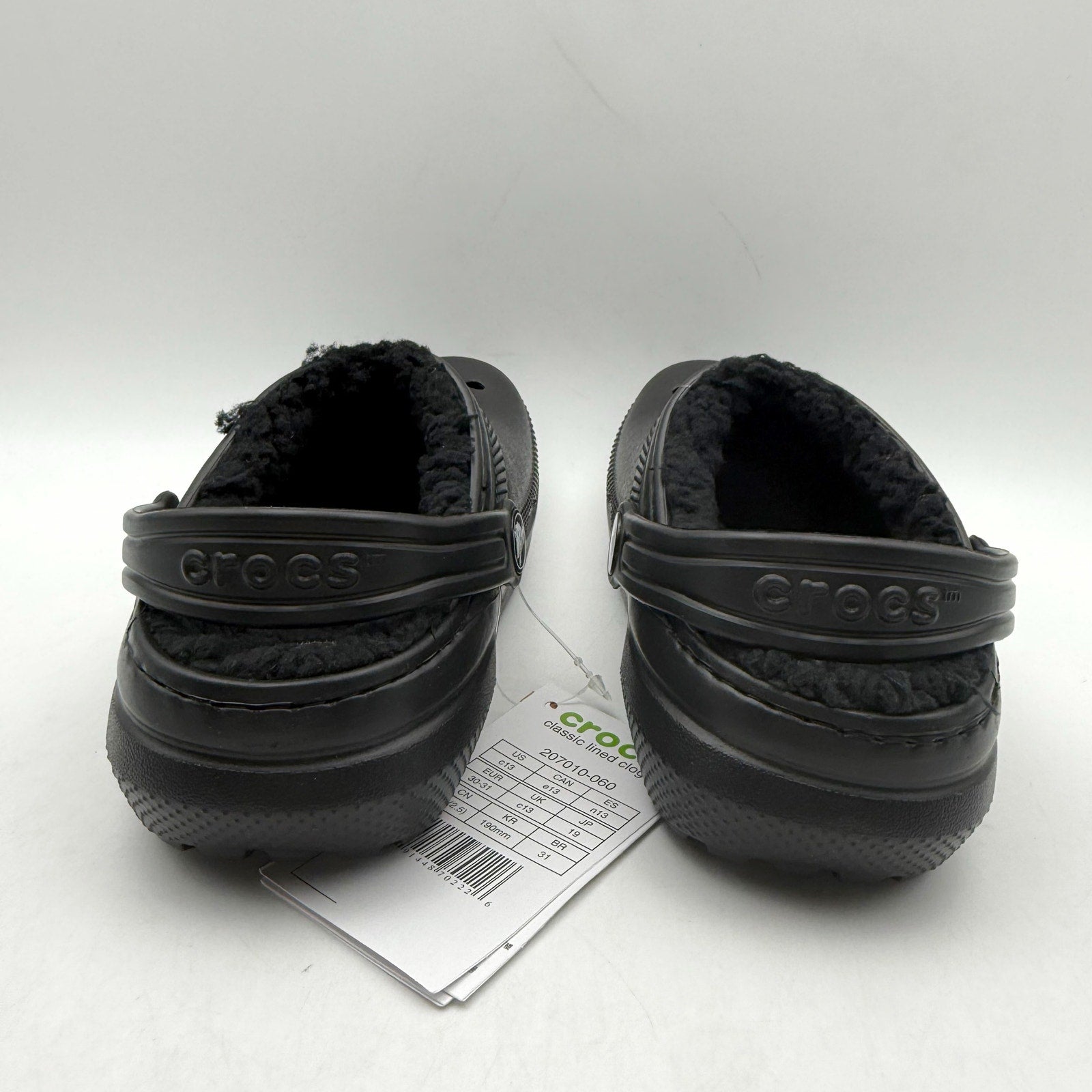 Crocs Kids Classic Lined Clogs C13 EU 30.5 Black Lightweight NWT