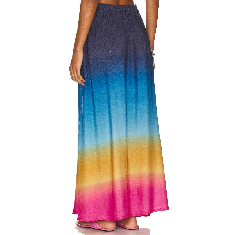BEACH RIOT Women's Larissa Maxi Skirt Large Blue Ocean Sunset Boho Ombre NWT