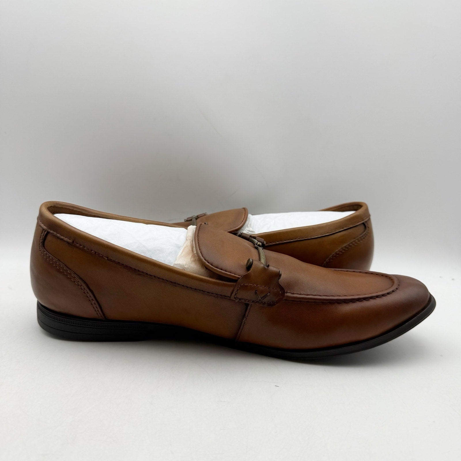 Vince Camuto Mens Immon Loafers Size 12 Brown Leather Metal Bit NWOB