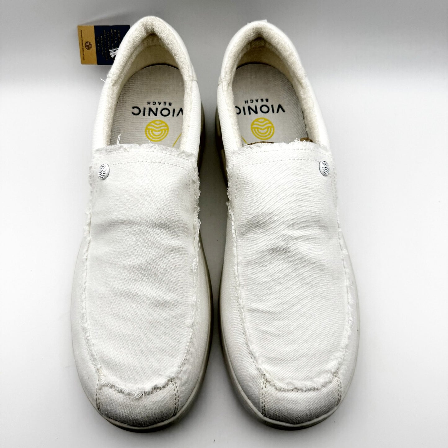 Vionic Beach Mens Seaview Laceless Slip-on Sneakers US 11 M White Canvas NIB