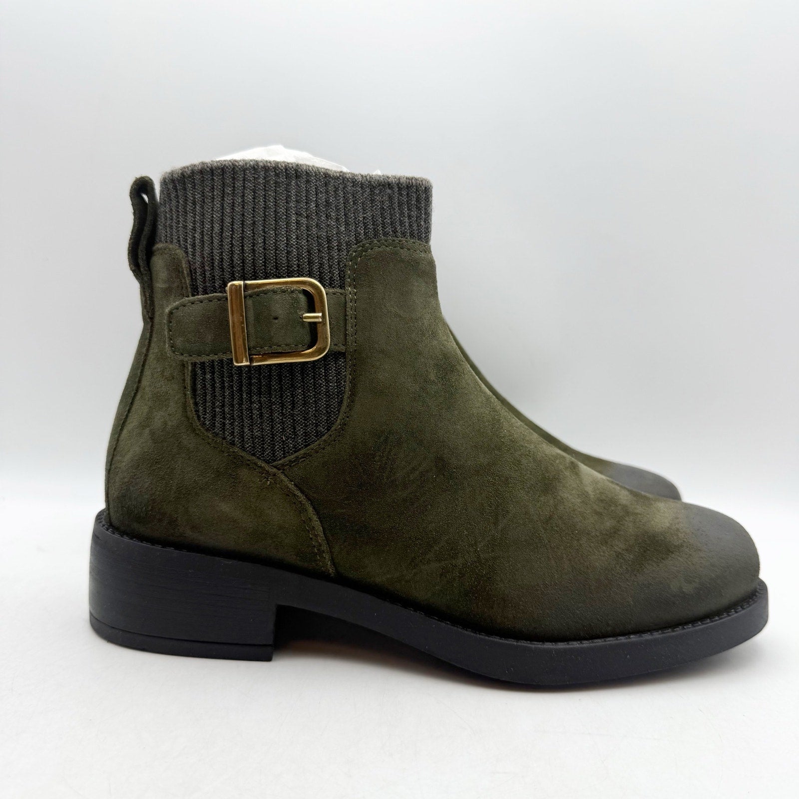 Cammina Womens Salerno Ankle Boots Size 7.5 Olive Green Suede NWOB
