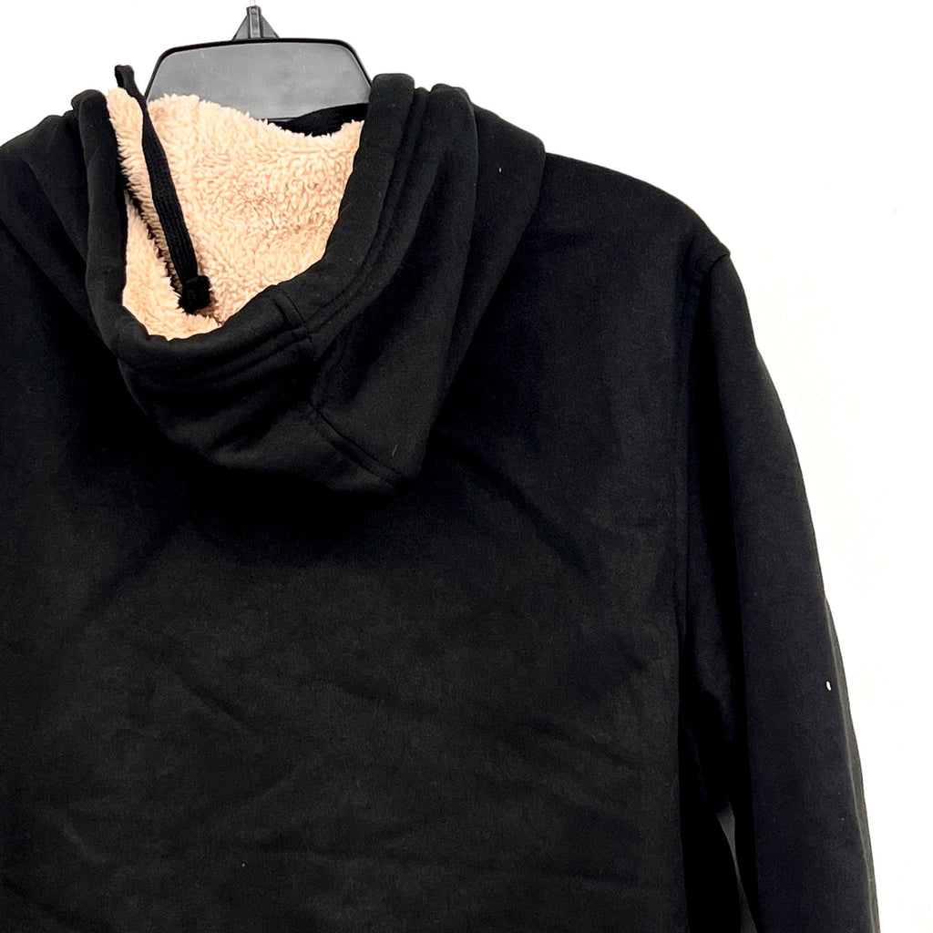 EURO JOY Womens Fleece Lined Hoodie Medium Black Sweatshirt Full Zip NWT