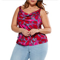 NIC + ZOE Women's Happy Petal Splash Tank Top 2X Pink Multi Cowl Neck NWT