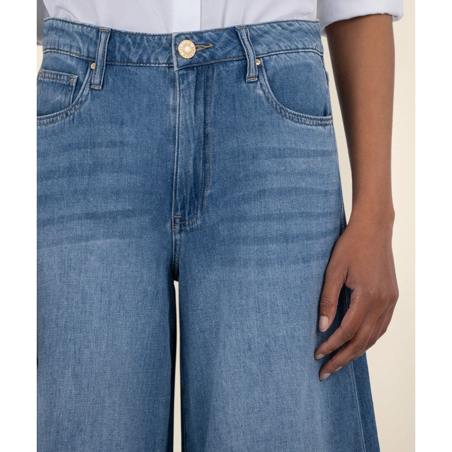 KUT FROM THE KLOTH Blake Crop Wide Leg Jeans Size 0 Medium Wash High Rise NWT