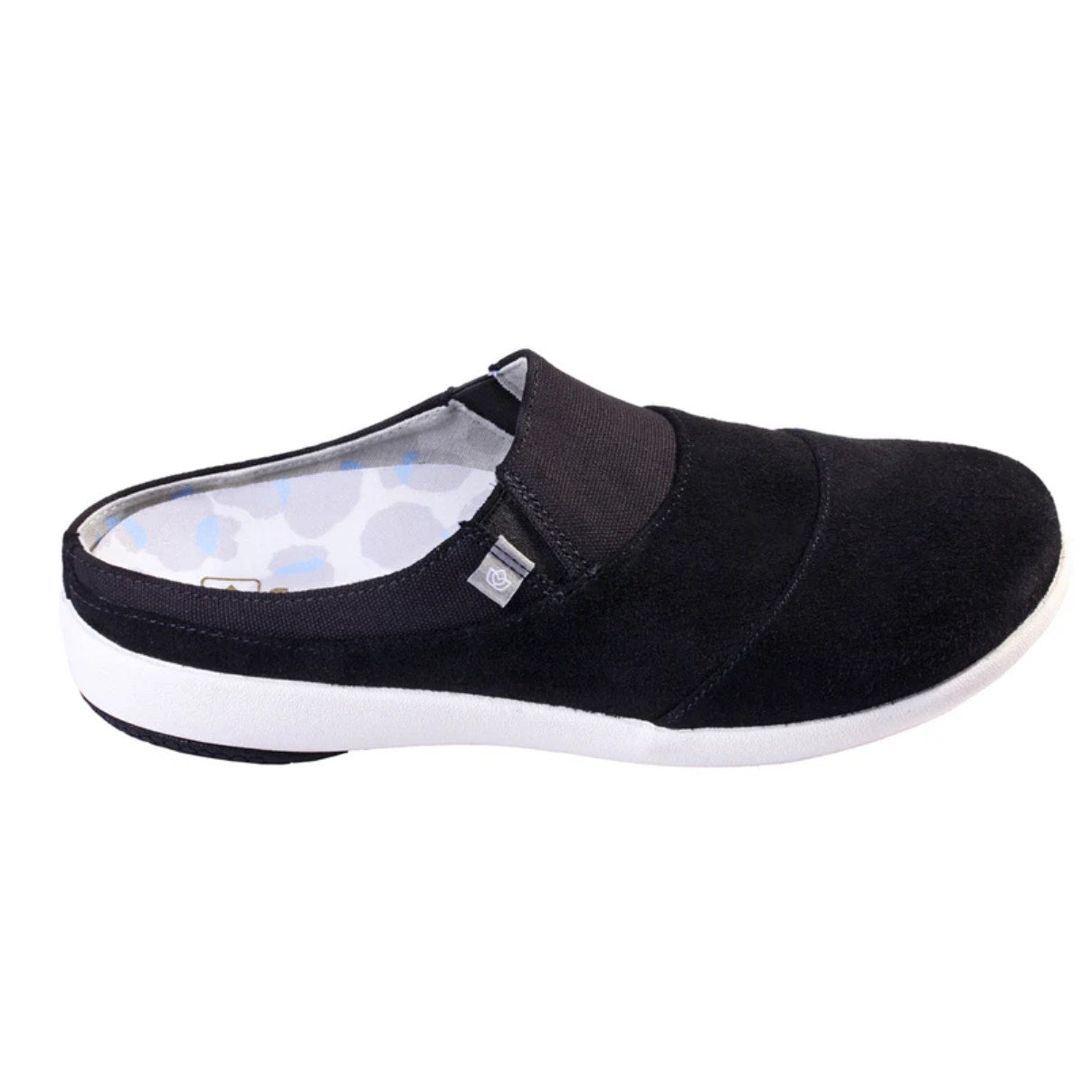 Spenco Women's Siesta Bokeh Layered Clogs Size 7.5 WIDE Black Slip-On NIB