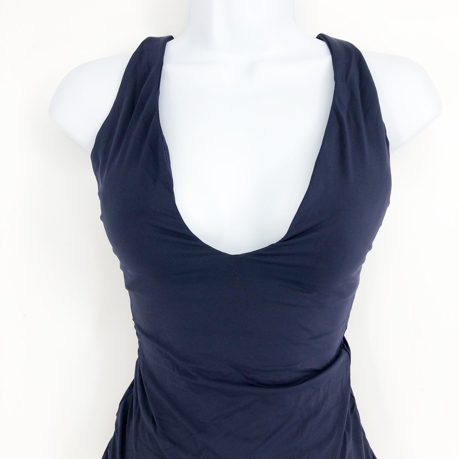 ANDIE SWIM Bali One Piece Swimsuit Medium Tall 8-10 Navy Blue Deep Plunge NWT