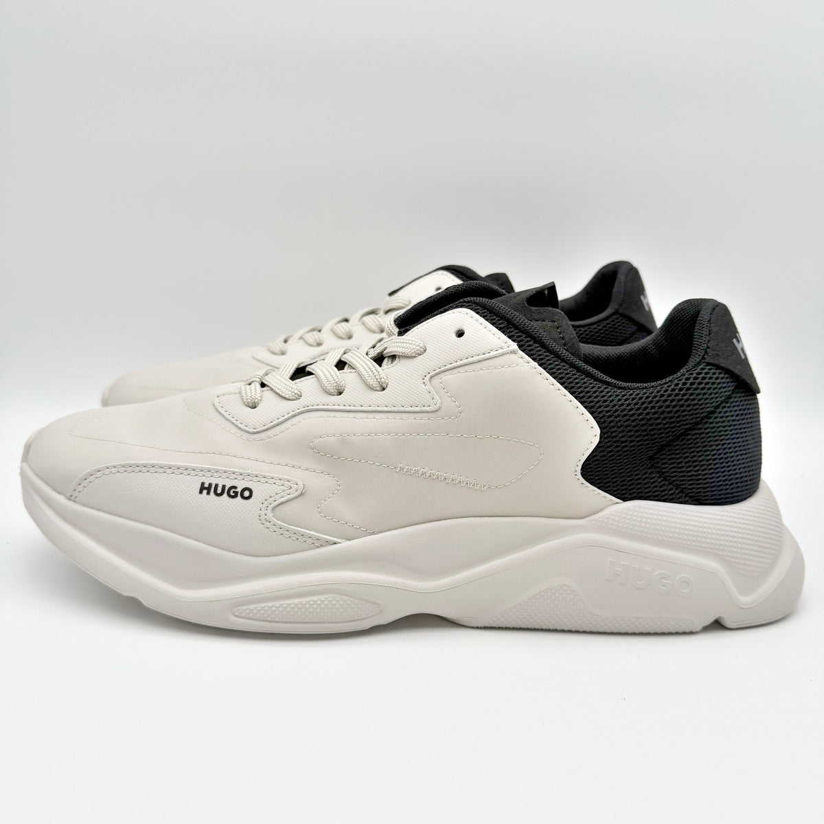 HUGO Mens Leon Casual Sneakers Size 12 EU 45 Light Grey White Hugo Boss NIB