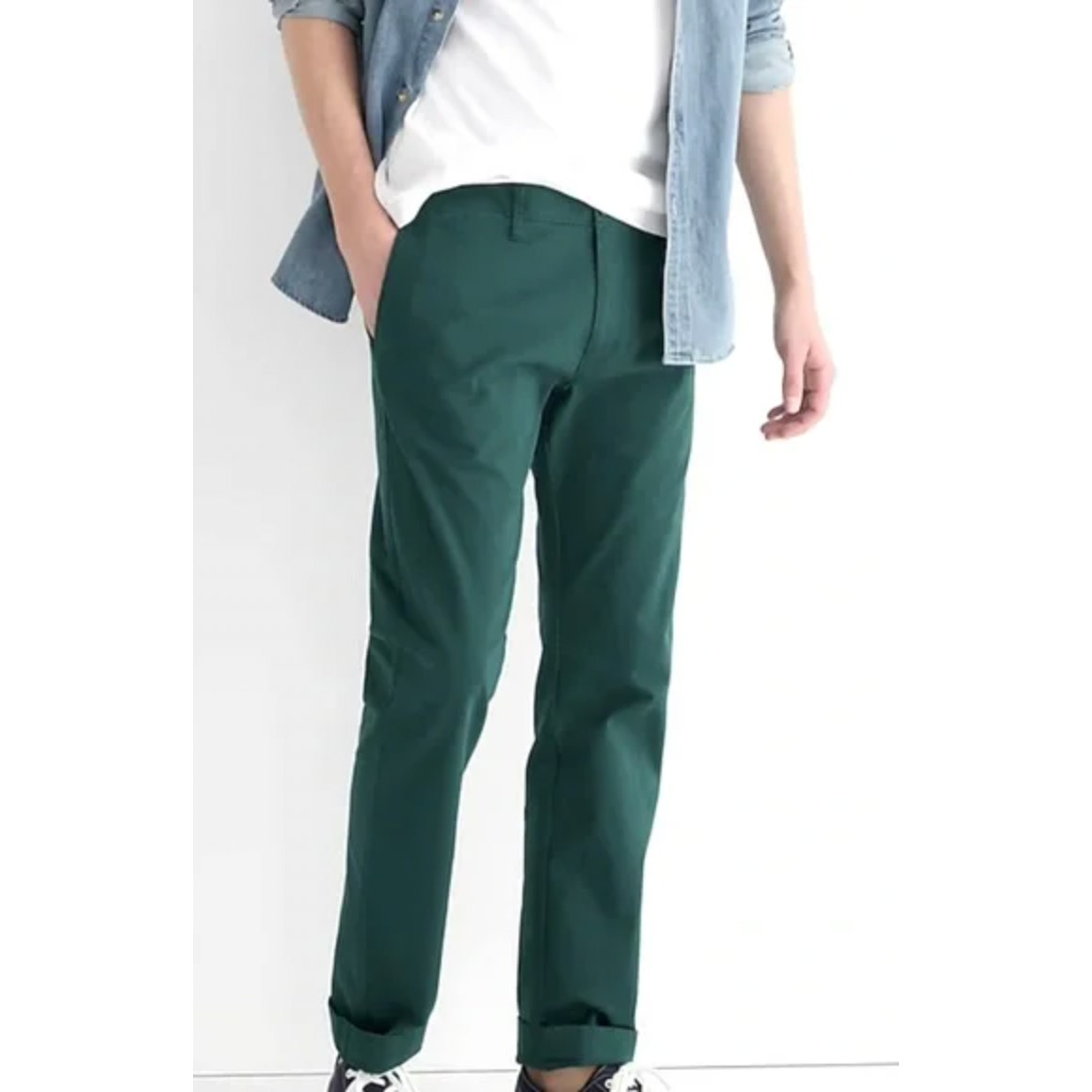 J.CREW Men's Slim-fit Flex Chino Pants 32x30 Dark Green Flat Front H3167 NWOT