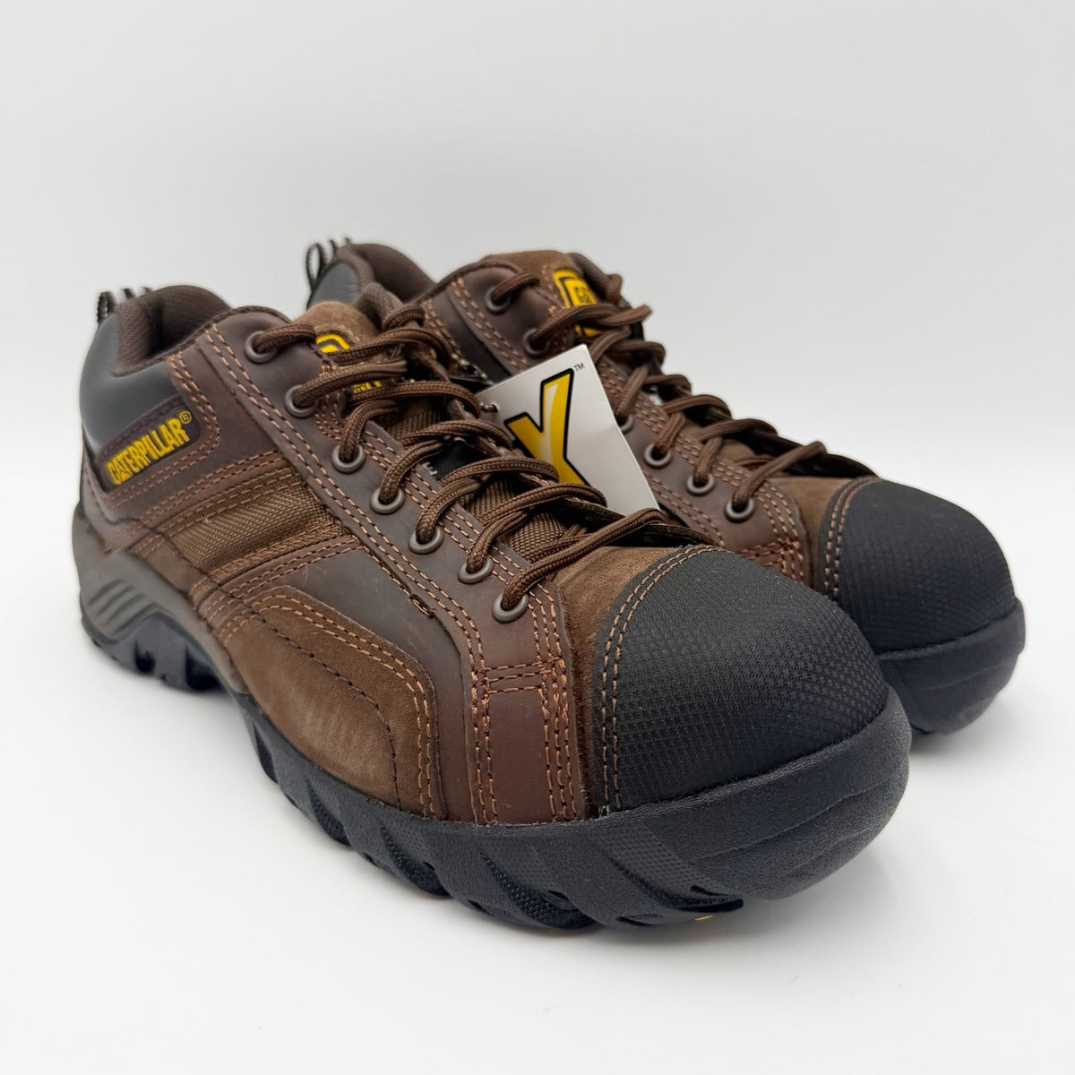 Caterpillar Mens Argon Composite Toe Work Shoes Size 7 WIDE Brown Leather NIB