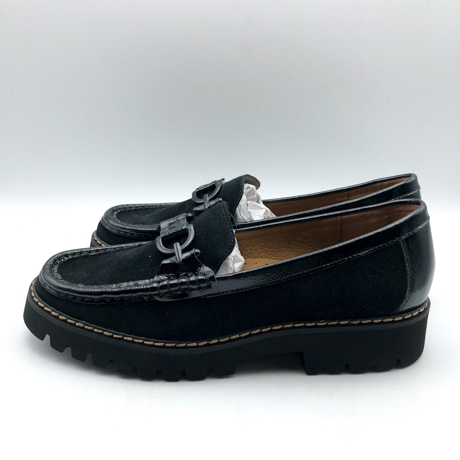 DONALD PLINER Women's Helio Loafers Size 7.5 Black Calf Suede NIB