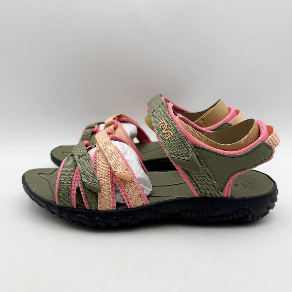 Teva Girls Tirra Leather Sandals US 1 EU 32 Green Pink Waterproof NIB