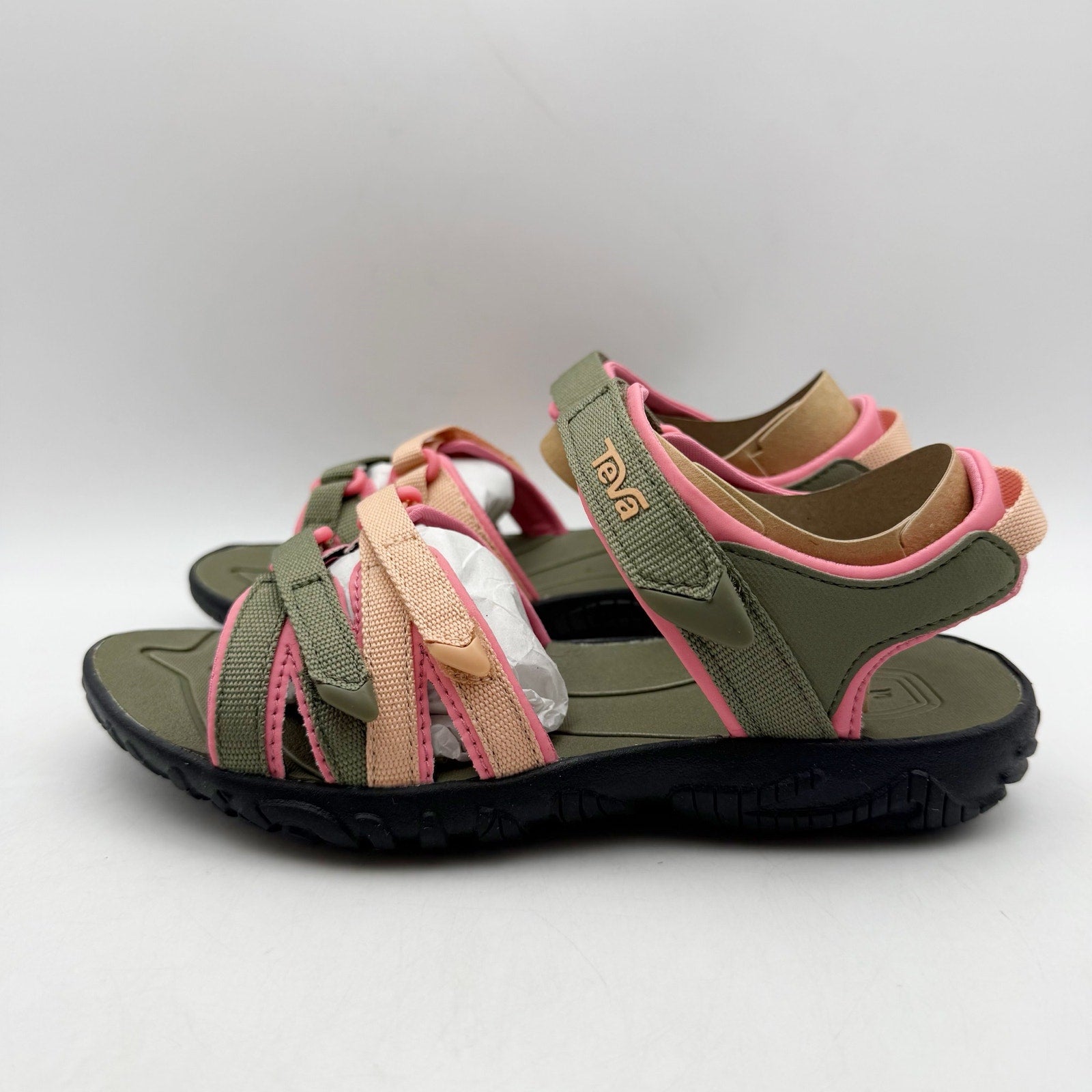 Teva Girls Tirra Leather Sandals US 1 EU 32 Green Pink Waterproof NIB
