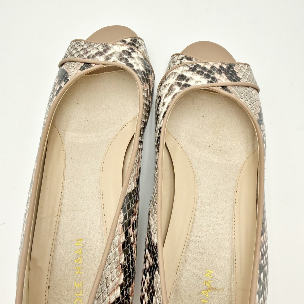 Cole Haan Womens Go-To Wedge Sandals Size 7 B Brown Snakeskin Leather NIB