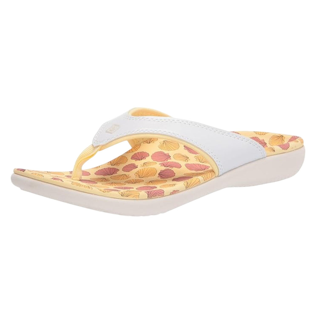 Spenco Womens Yumi Ocean Shell Sandals Size 12 White Yellow Flip Flops NWOB