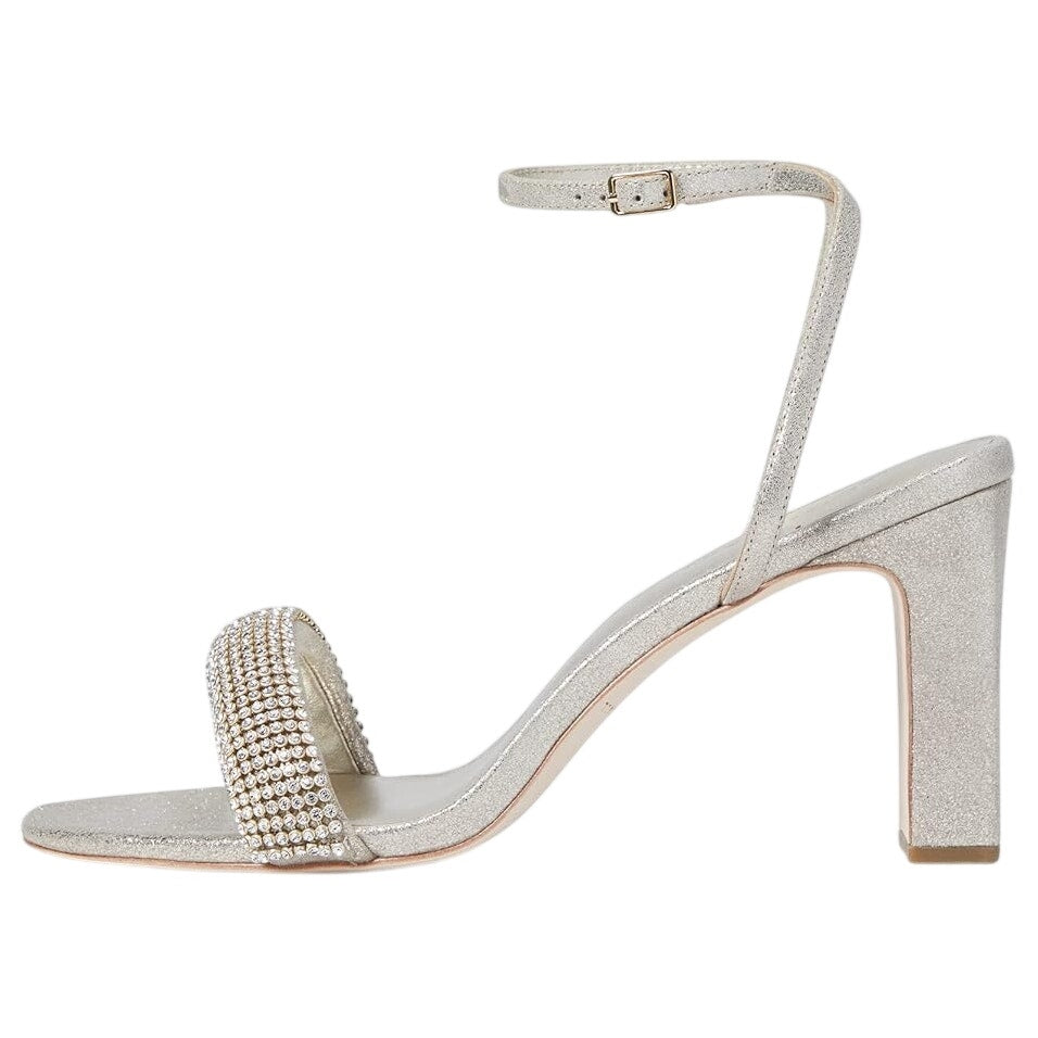 Loeffler Randall Shay Heeled Sandals Size 10 Champagne Gold Rhinestone NWOB