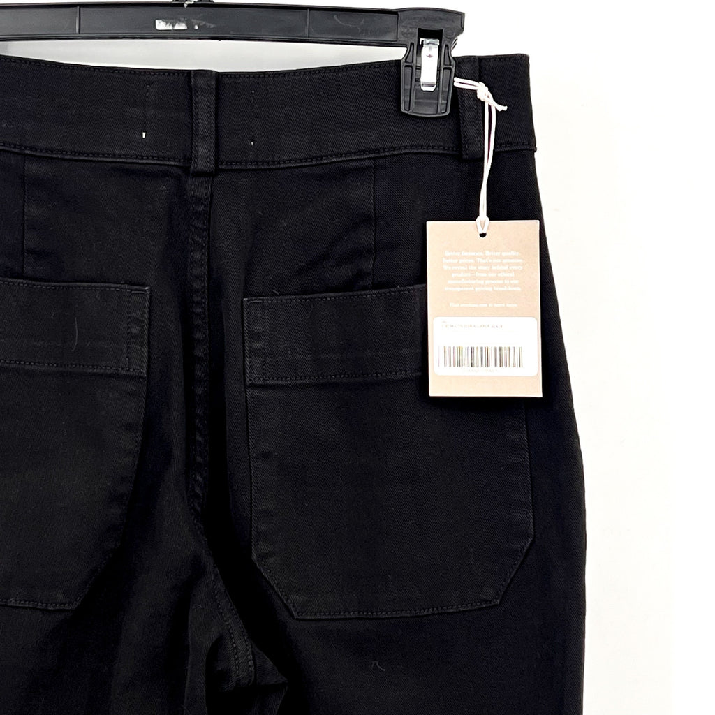 EVERLANE Women's Organic Kick Flare Pants Size 6 Black Stretch Twill NWT