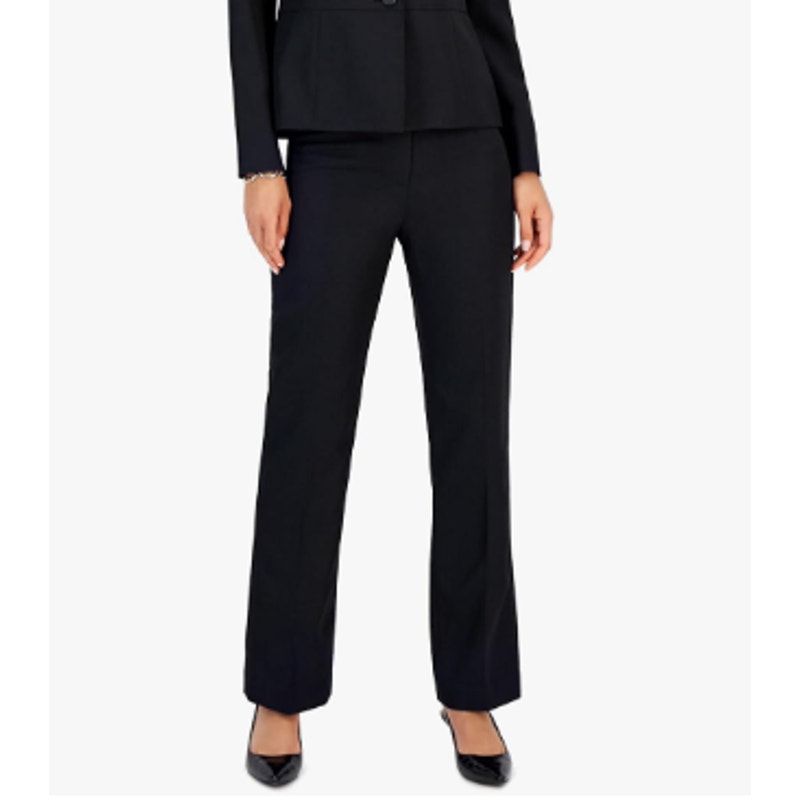 LE SUIT Women's Kate Straight Suit Pants Size 8 Petite Black Flat Front NWT