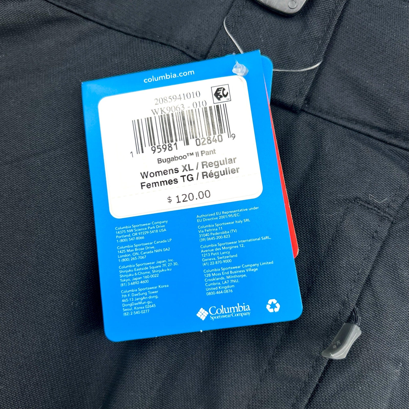Columbia Womens Bugaboo II Snow Pants XL Black Omni Heat Reflective NWT