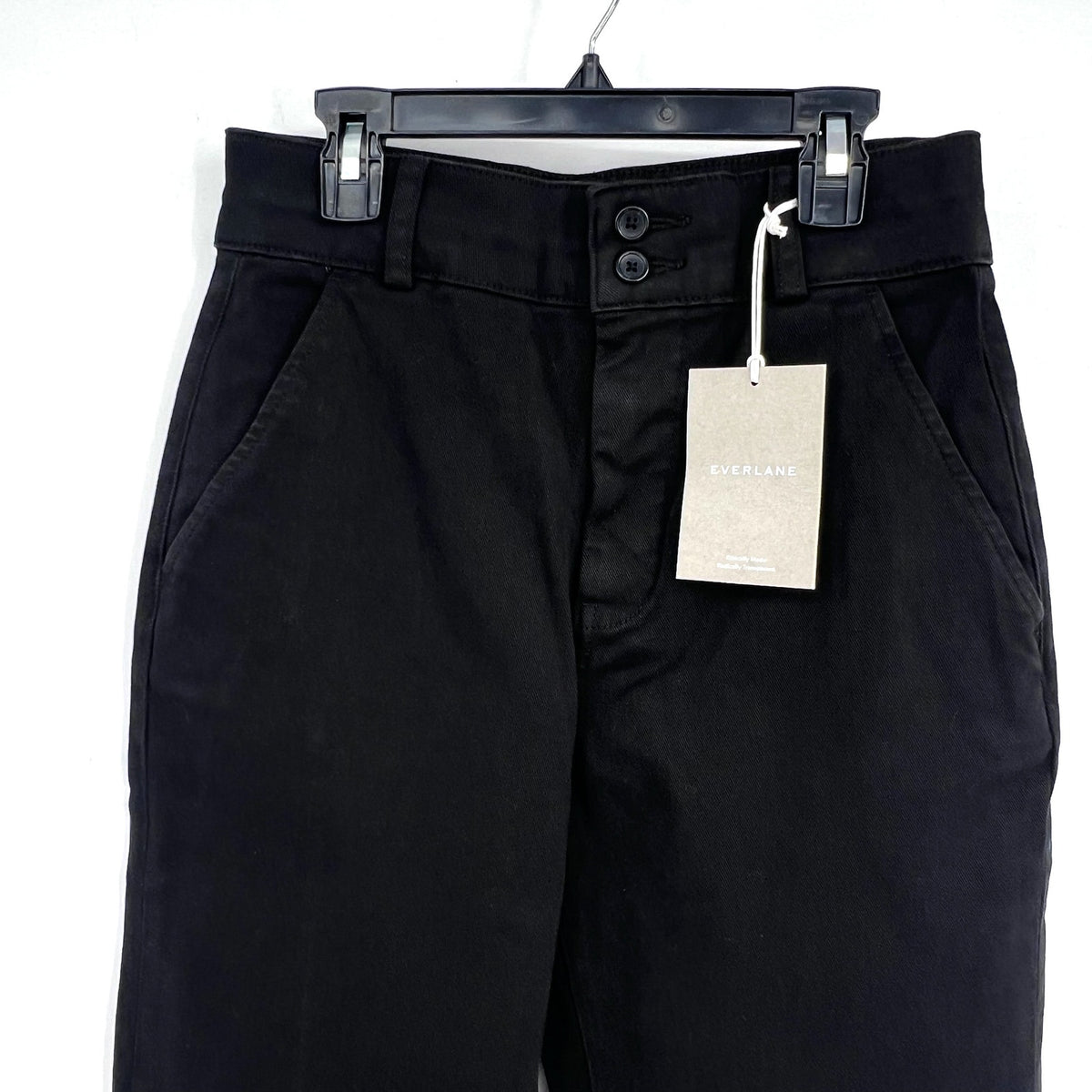 EVERLANE Women's The Organic Straight-Leg Pants Size 2 Black Utility Pockets NWT