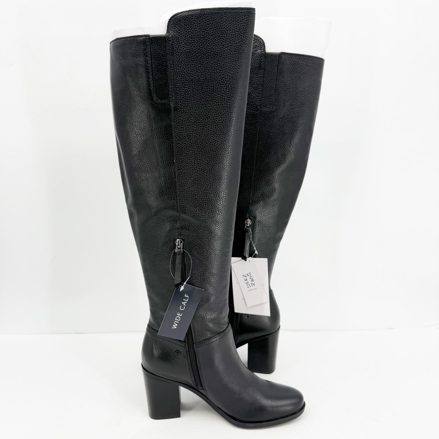 Naturalizer Womens Kyrie Heeled Knee High Boots US 8.5 Wide Black Leather NIB